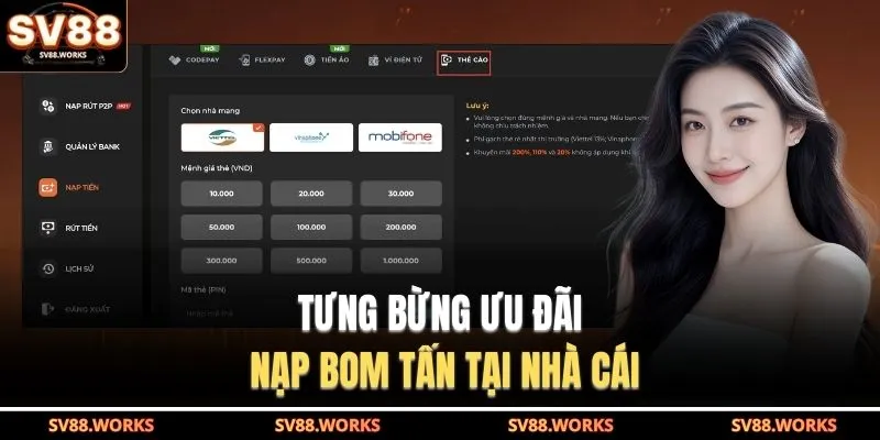 Tưng bừng ưu đãi nạp bom tấn tại nhà cái